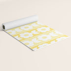 Vintage Floral Jonnty Flowers and Stripes Butter Yellow and White Cottage Stripes Yoga Mat Gallery Image 2