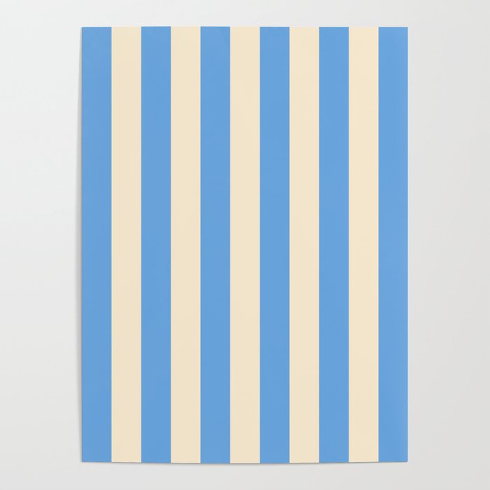 Retro Coastal Blue and White Stripes Poster Gallery Image 4