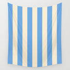 Retro Coastal Blue and White Stripes Wall Tapestry Gallery Image 4