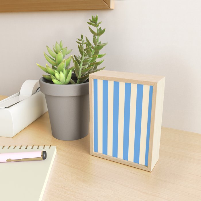 Retro Coastal Blue and White Stripes Mini Art Print Gallery Image 2