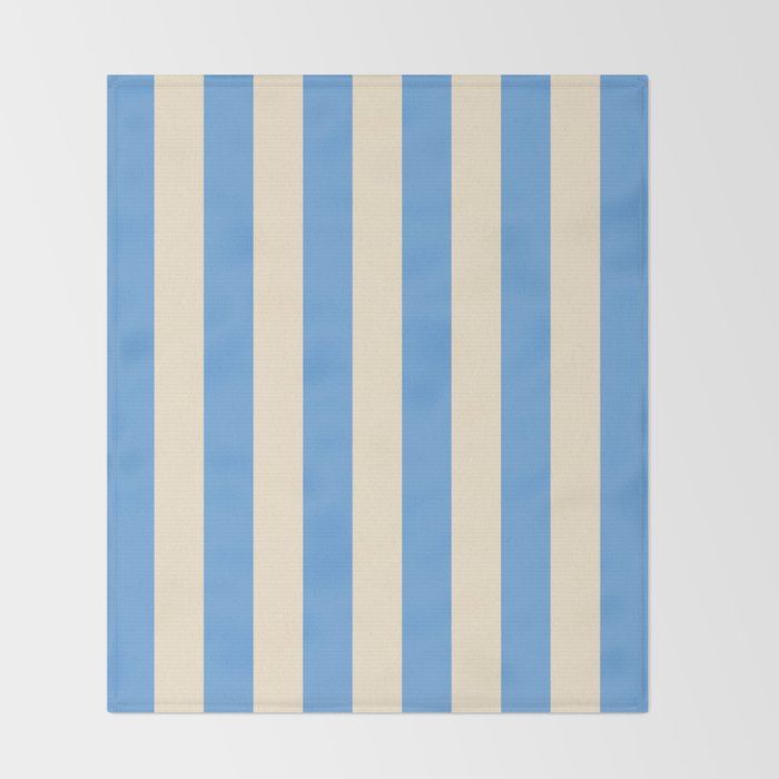 Retro Coastal Blue and White Stripes Throw Blanket Gallery Image 2