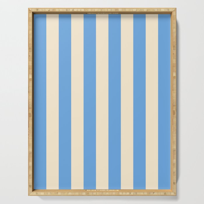 Retro Coastal Blue and White Stripes Serving Tray Gallery Image 1