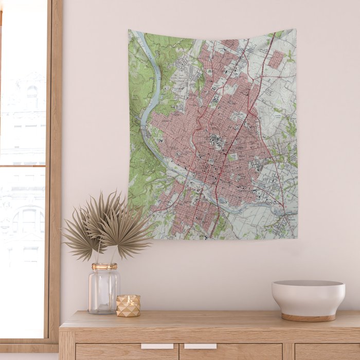 Vintage Map of Austin Texas (1955) Wall Tapestry Gallery Image 2