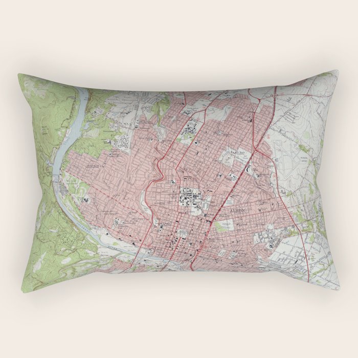 Vintage Map of Austin Texas (1955) Rectangular Pillow Gallery Image 1