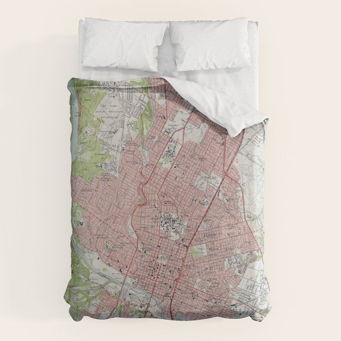 Vintage Map of Austin Texas (1955) Duvet Cover Gallery Image 6
