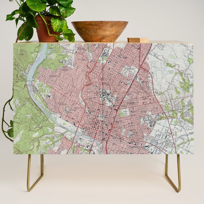 Vintage Map of Austin Texas (1955) Credenza Gallery Image 1