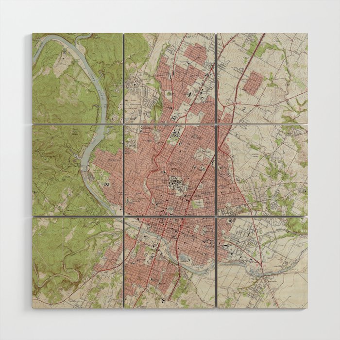 Vintage Map of Austin Texas (1955) Wood Wall Art Gallery Image 1