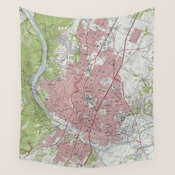 Vintage Map of Austin Texas (1955) Wall Tapestry Gallery Image 1