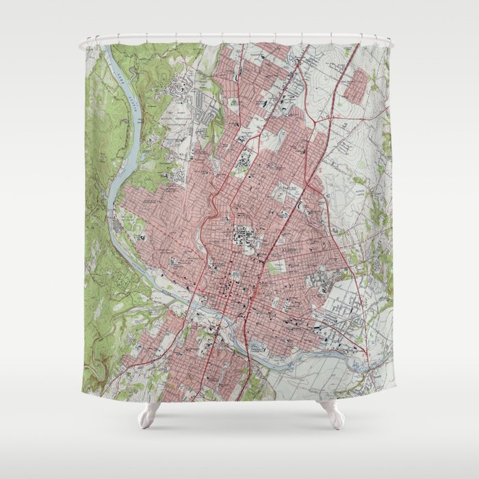 Vintage Map of Austin Texas (1955) Shower Curtain Gallery Image 1