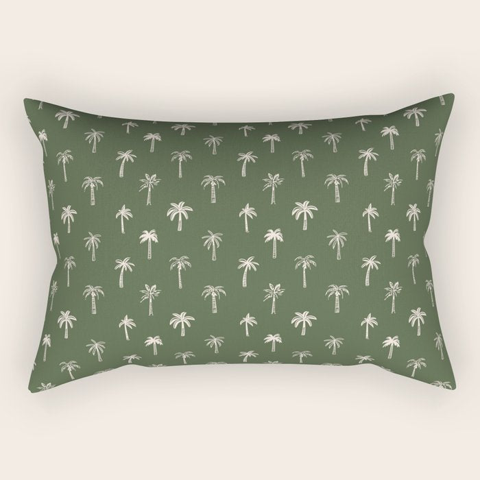 Vintage tropical palm tree beach pattern Rectangular Pillow Gallery Image 1