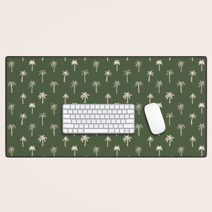 Vintage tropical palm tree beach pattern Desk Mat Gallery Image 1