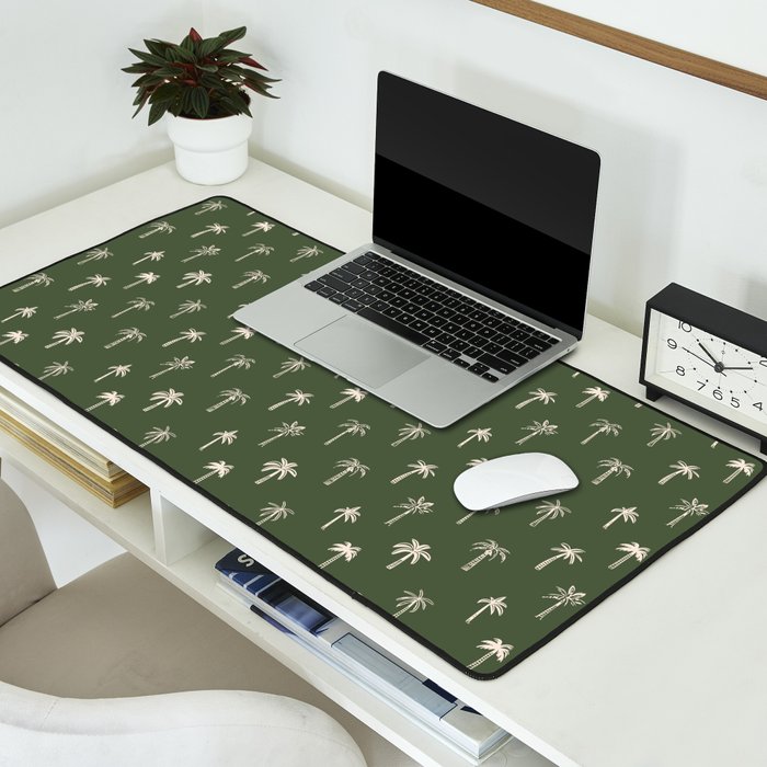 Vintage tropical palm tree beach pattern Desk Mat Gallery Image 2