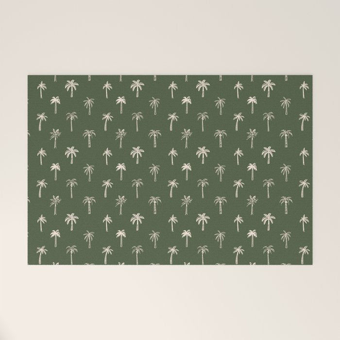 Vintage tropical palm tree beach pattern Welcome Mat Gallery Image 1