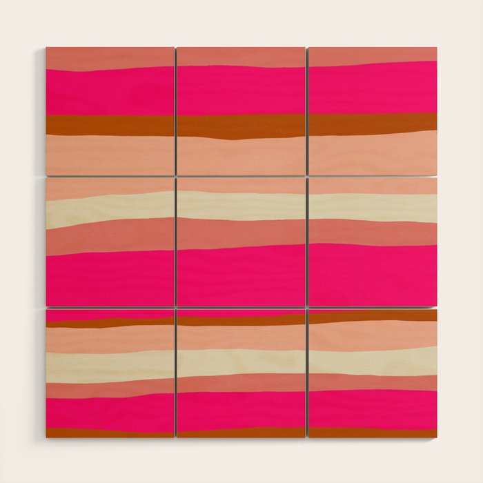 Flamingo Stripes Wood Wall Art Gallery Image 1