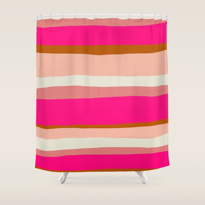 Flamingo Stripes Shower Curtain Gallery Image 1