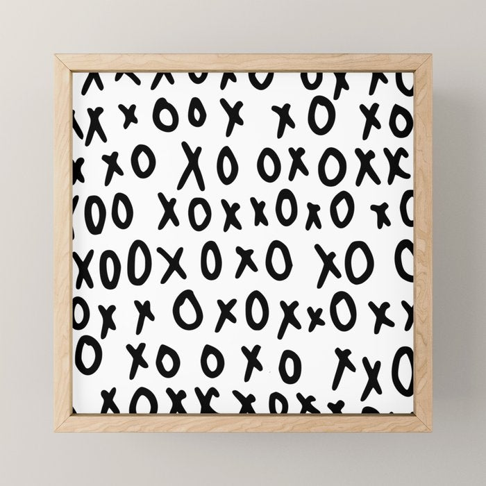 Hugs and Kisses in White and Black Mini Art Print Gallery Image 1