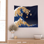 Shiba Inu The Great Wave in Night Wall Tapestry Gallery Image 2
