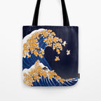 Shiba Inu The Great Wave in Night Tote Bag Gallery Image 1