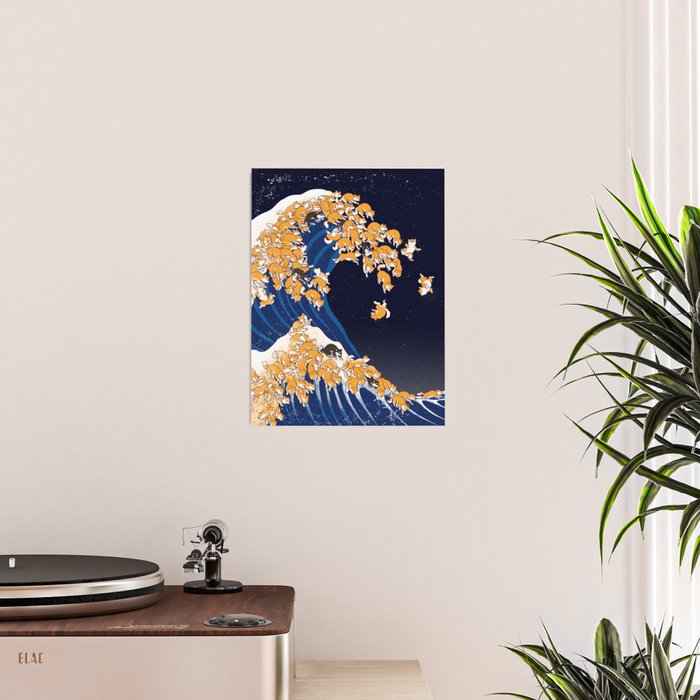 Shiba Inu The Great Wave in Night Poster Gallery Image 2
