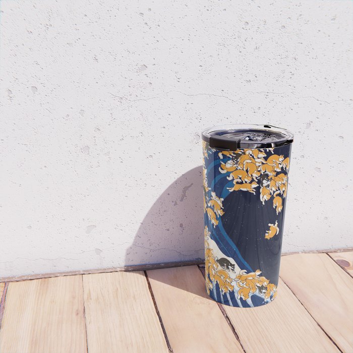 Shiba Inu The Great Wave in Night Travel Mug Gallery Image 4