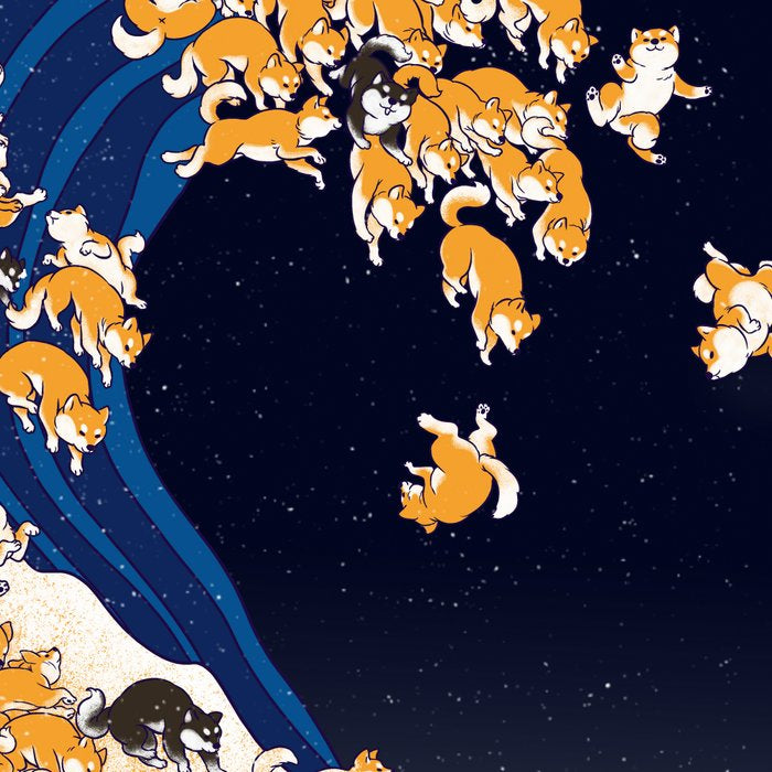 Shiba Inu The Great Wave in Night Coffee Mug Gallery Image 2