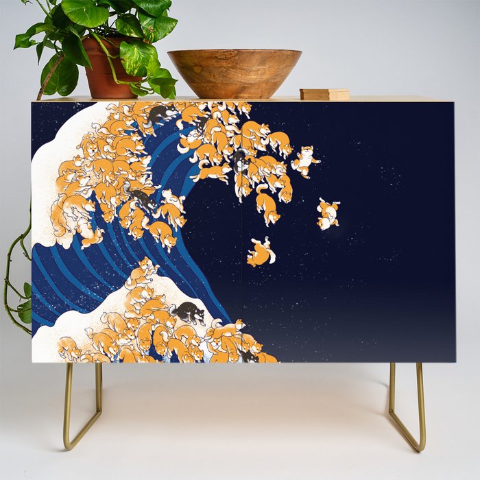 Shiba Inu The Great Wave in Night Credenza Gallery Image 1
