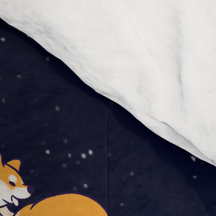Shiba Inu The Great Wave in Night Comforter Gallery Image 4