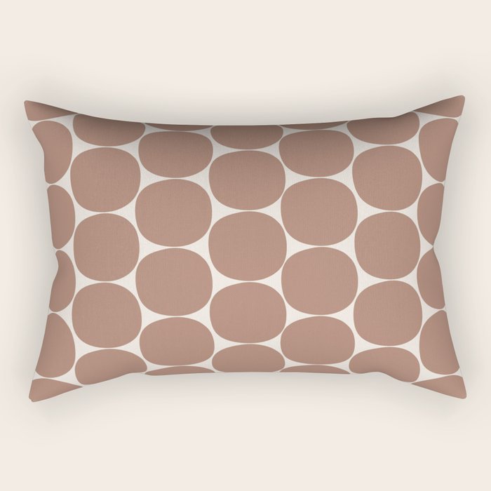Mid Century Modern Dots Pattern 1 Inspired by PANTONE 17 1230 Color of the Year Mocha Mousse Rectangular Pillow Gallery Image 1