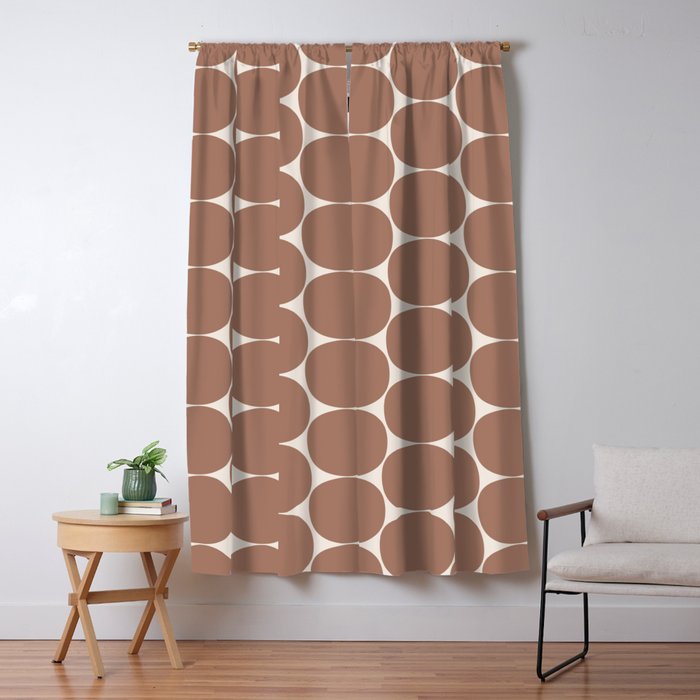 Mid Century Modern Dots Pattern 1 Inspired by PANTONE 17 1230 Color of the Year Mocha Mousse Window Curtain Gallery Image 1