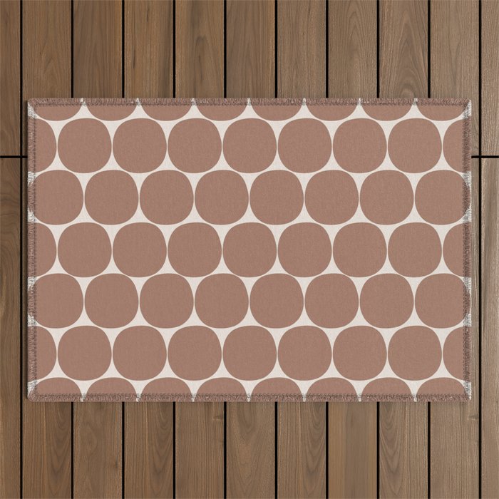 Mid Century Modern Dots Pattern 1 Inspired by PANTONE 17 1230 Color of the Year Mocha Mousse Outdoor Rug Gallery Image 1
