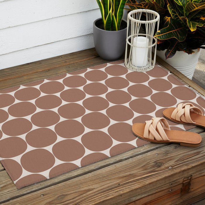 Mid Century Modern Dots Pattern 1 Inspired by PANTONE 17 1230 Color of the Year Mocha Mousse Outdoor Rug Gallery Image 2