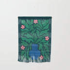 Summer Bloom: Pine Green Leaves & Pink Poppies Wall Hanging Gallery Image 1
