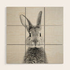 Rabbit - Black & White Wood Wall Art Gallery Image 1