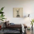 Rabbit - Black & White Wood Wall Art Gallery Image 2