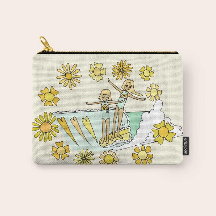surfs up little ones // retro surf art by surfy birdy Carry All Pouch Gallery Image 1