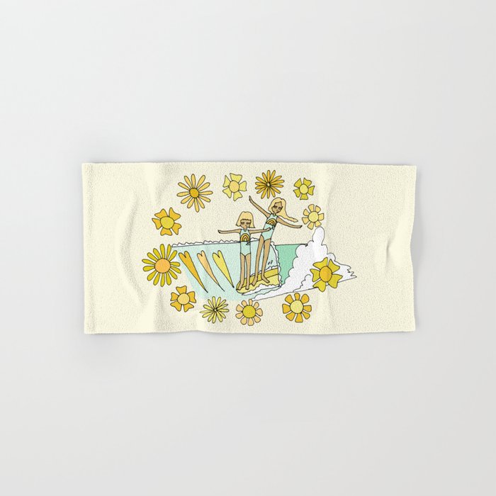 surfs up little ones // retro surf art by surfy birdy Bath Towel Gallery Image 1