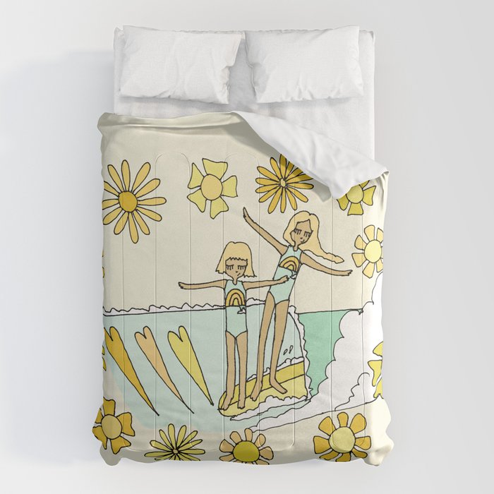 surfs up little ones // retro surf art by surfy birdy Comforter Gallery Image 6