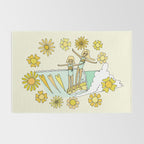 surfs up little ones // retro surf art by surfy birdy Rug Gallery Image 2