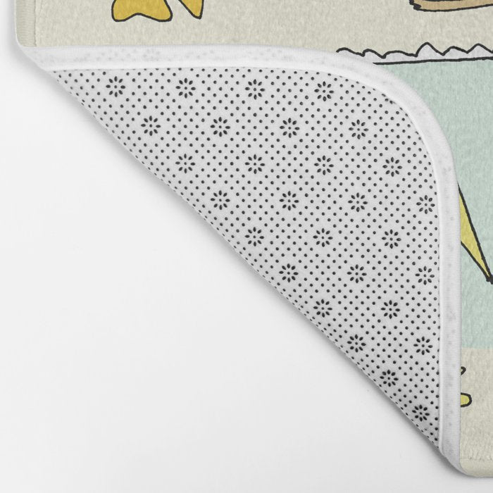 surfs up little ones // retro surf art by surfy birdy Bath Mat Gallery Image 2