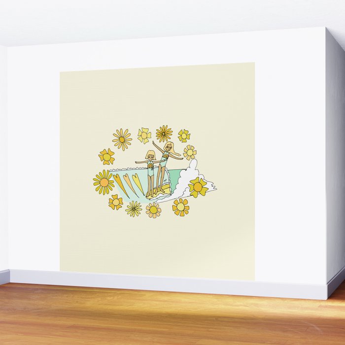 surfs up little ones // retro surf art by surfy birdy Wall Mural Gallery Image 2