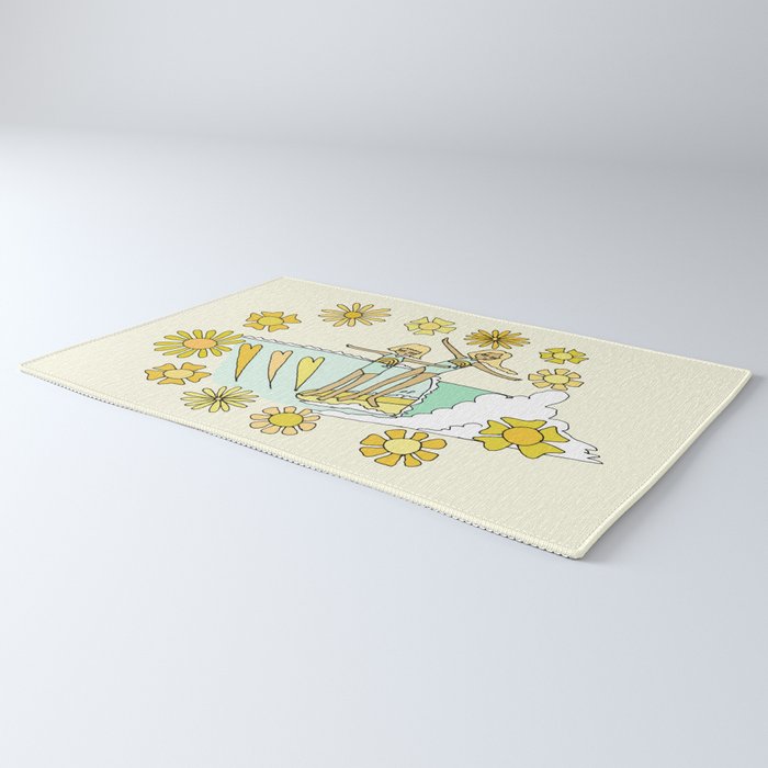 surfs up little ones // retro surf art by surfy birdy Rug Gallery Image 3