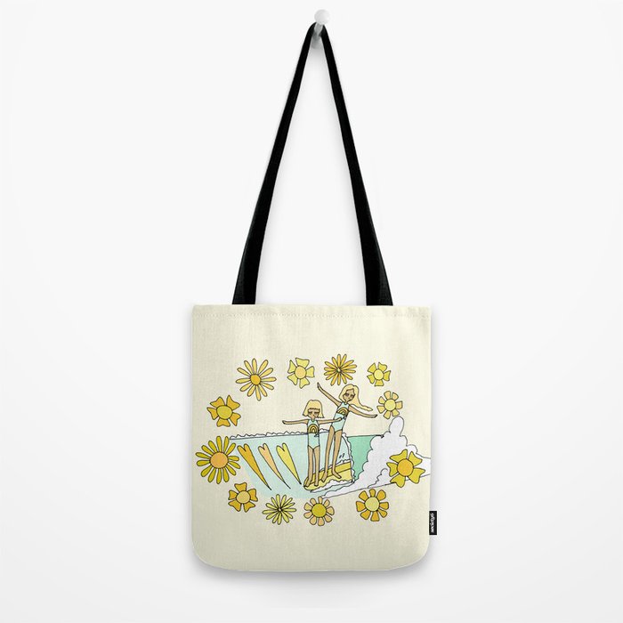 surfs up little ones // retro surf art by surfy birdy Tote Bag Gallery Image 2
