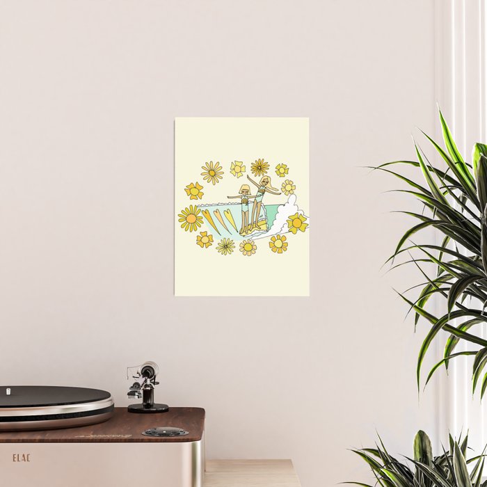 surfs up little ones // retro surf art by surfy birdy Poster Gallery Image 2