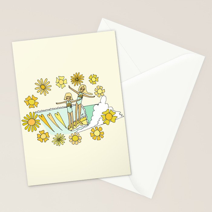 surfs up little ones // retro surf art by surfy birdy Stationery Card Gallery Image 2