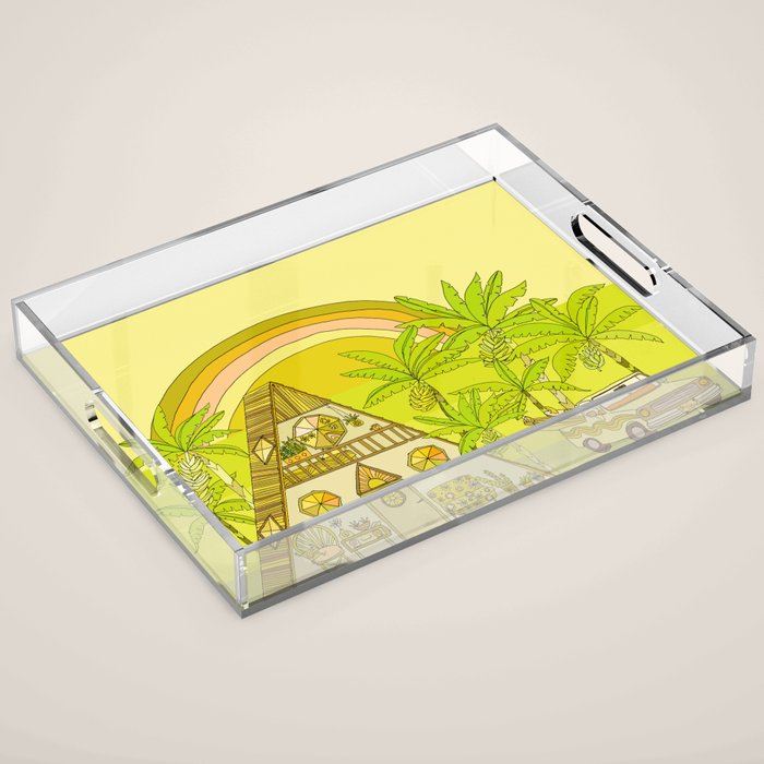 a frame simple living // banana pancakes // retro surf art by surfy birdy Acrylic Tray Gallery Image 1