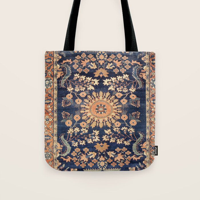 Sarouk Persian Floral Rug Print Tote Bag Gallery Image 1