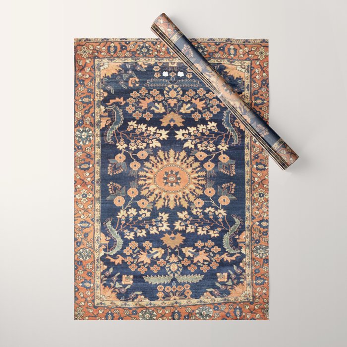 Sarouk Persian Floral Rug Print Wrapping Paper Gallery Image 1