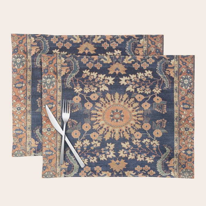 Sarouk Persian Floral Rug Print Placemat Gallery Image 1