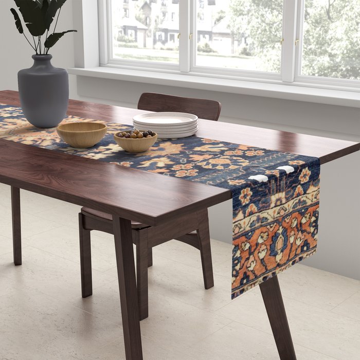 Sarouk Persian Floral Rug Print Table Runner Gallery Image 2
