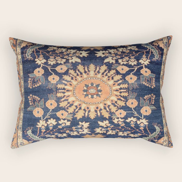 Sarouk Persian Floral Rug Print Rectangular Pillow Gallery Image 1